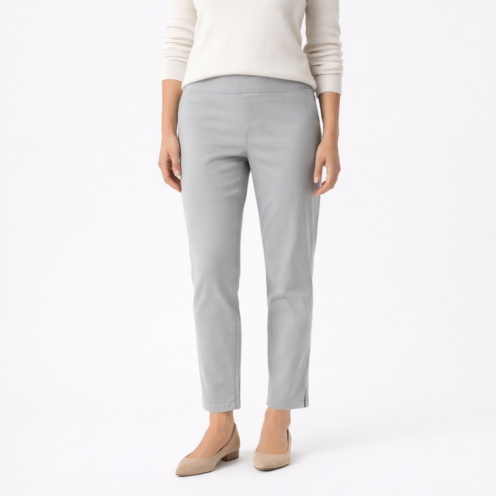 NYDJ Lift Tuck Pull On Ankle Pants Gray Stretch Slim Straight Womens 10